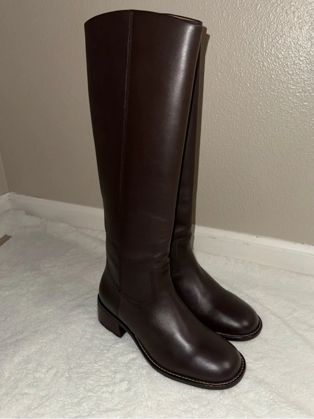 Blonde Freya Waterproof Java Brown Leather Knee-High Riding Boots - Sz 9M, NWOB